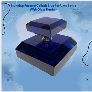 Stunning Faceted  Colbalt Blue Perfume Bottle With Glass Dauber